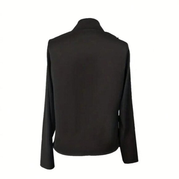 Black Casual Women's Satin Criss-Cross Long Sleeve Blouse Top - Picture 4 of 5
